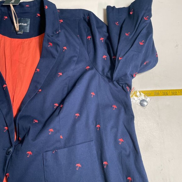 Modcloth‎ Embroidered Blazer Jacket Womens Plus 28 Navy Blue Umbrellas Novelty - Picture 13 of 14